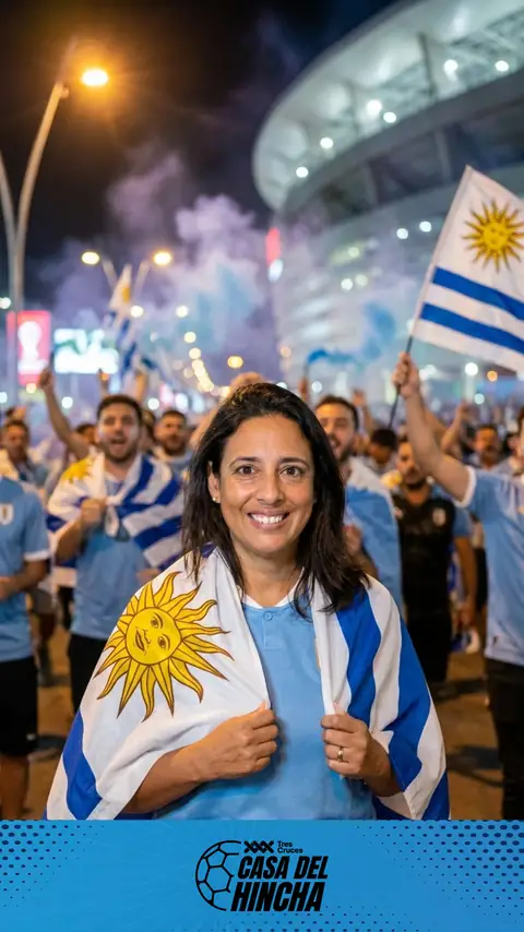 Retrato generado con IA en la hinchada uruguaya para Casa del Hincha