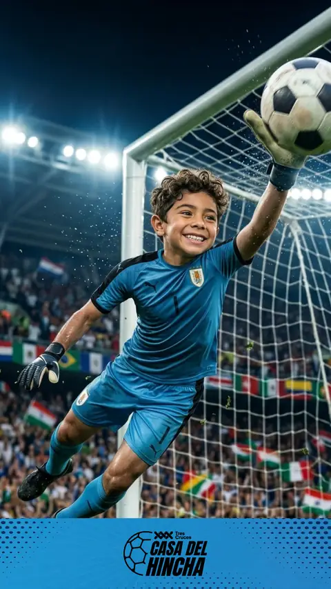 Retrato generado con IA de un arquero atajando en un estadio